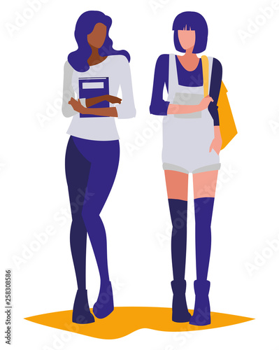 young girls students modeling