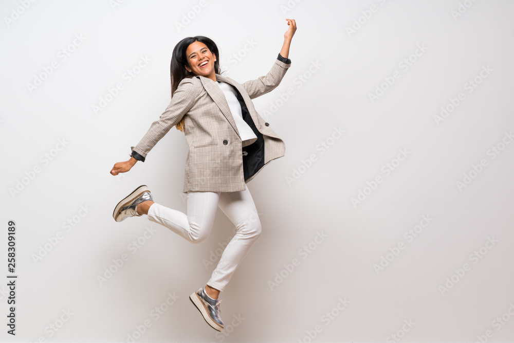 Young Colombian girl jumping Young Colombian girl jumping