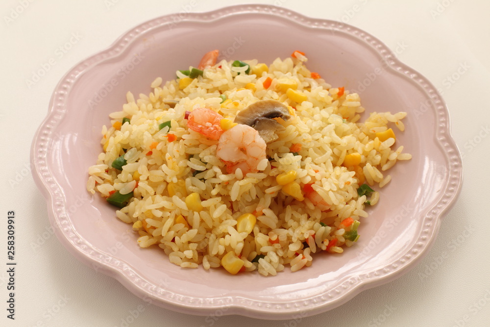 Chinese food, shrimp and vegetable stir fried Chinese food, shrimp and vegetable stir fried