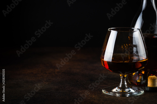 Cognac or brandy in the glass.