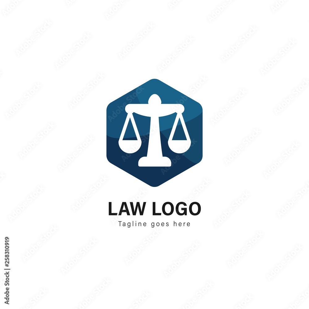Law logo template design. Law logo with modern frame vector design Law logo template design. Law logo with modern frame vector design