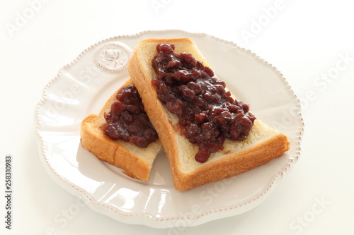 Japanese food, red bean paste on toast for Nagoya regional food image