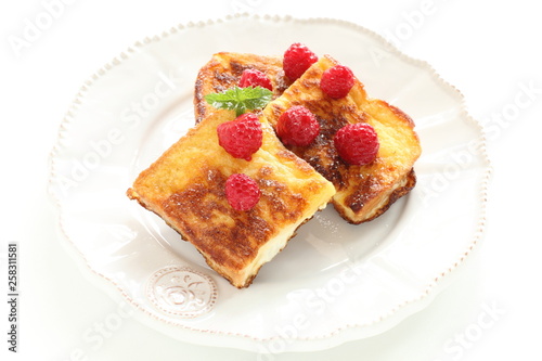 Raspberry and honey french toast