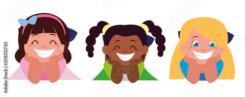 happy little interracial girls characters