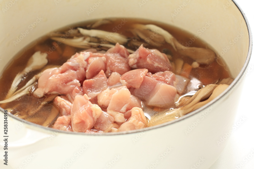 Japanese cuisine, burdock and chicken for rice cooking Japanese cuisine, burdock and chicken for rice cooking