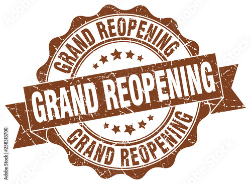 grand reopening stamp. sign. seal