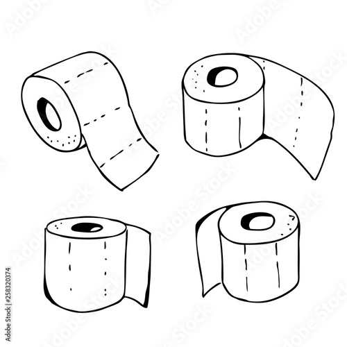 Toilet paper hand drawn set, vector illustration