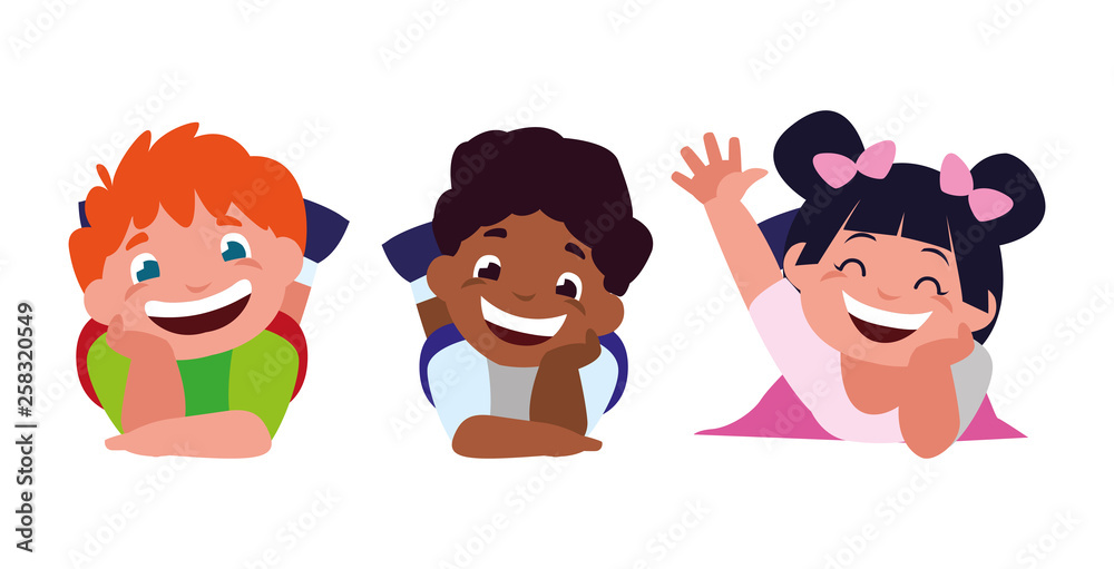 happy little interracial kids characters happy little interracial kids characters