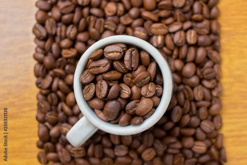 cup with coffee beans - square top cup with coffee beans - square top