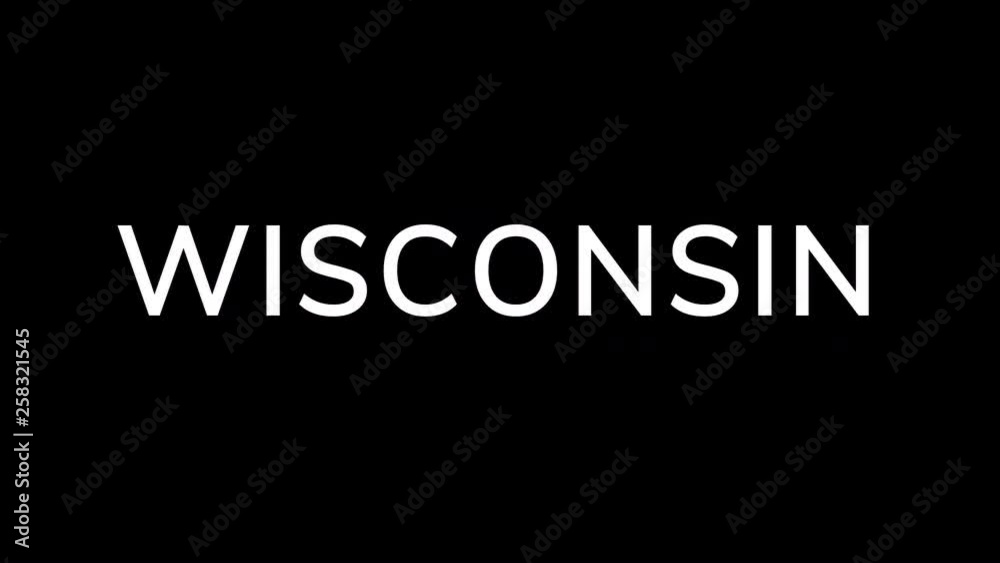 From the Glitch effect arises State Name WISCONSIN. Then the TV turns off. Alpha channel Premultiplied - Matted with color black From the Glitch effect arises State Name WISCONSIN. Then the TV turns off. Alpha channel Premultiplied - Matted with color black
