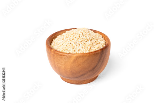 Brown rice isolated on white background.