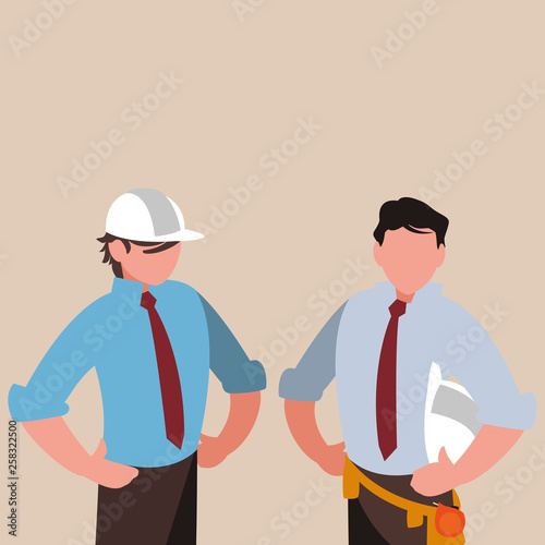 elegant engineers with helmet