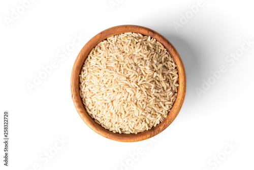 Brown rice isolated on white background.