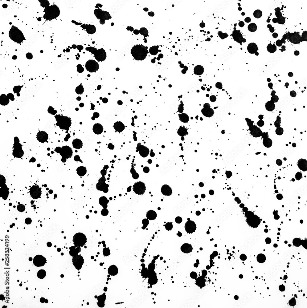 Black and White Ink Splatters and Spill 