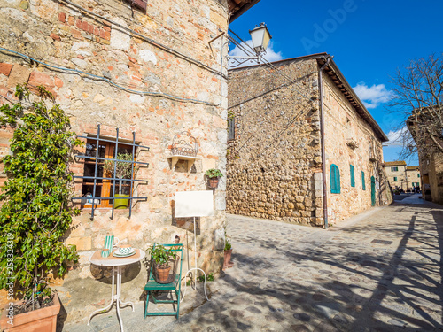 Siena, Italy: Panorama of medieval village of Monteriggioni in Tuscany