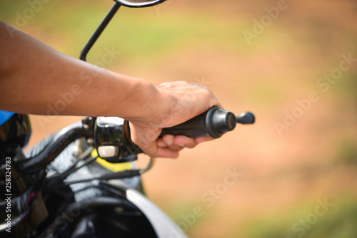 hand Motorcycle / Biker driving motorcycle rides