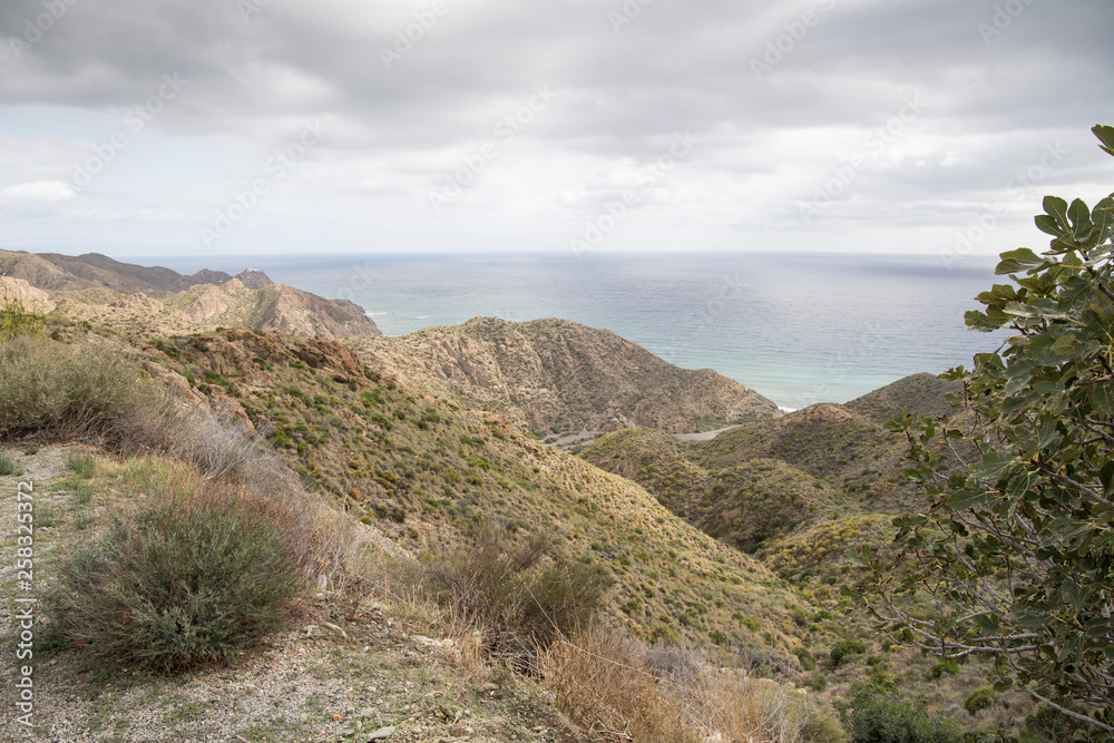 Scenery in Cabo de Gata natural park Almeria Andalusia Spain