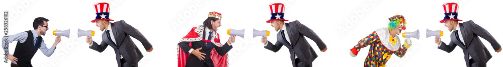 Man with american hat with megaphone