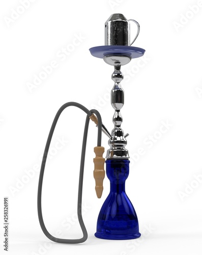 East relax blue shisha for smoking tobacco from glass and metall material 3d illustration