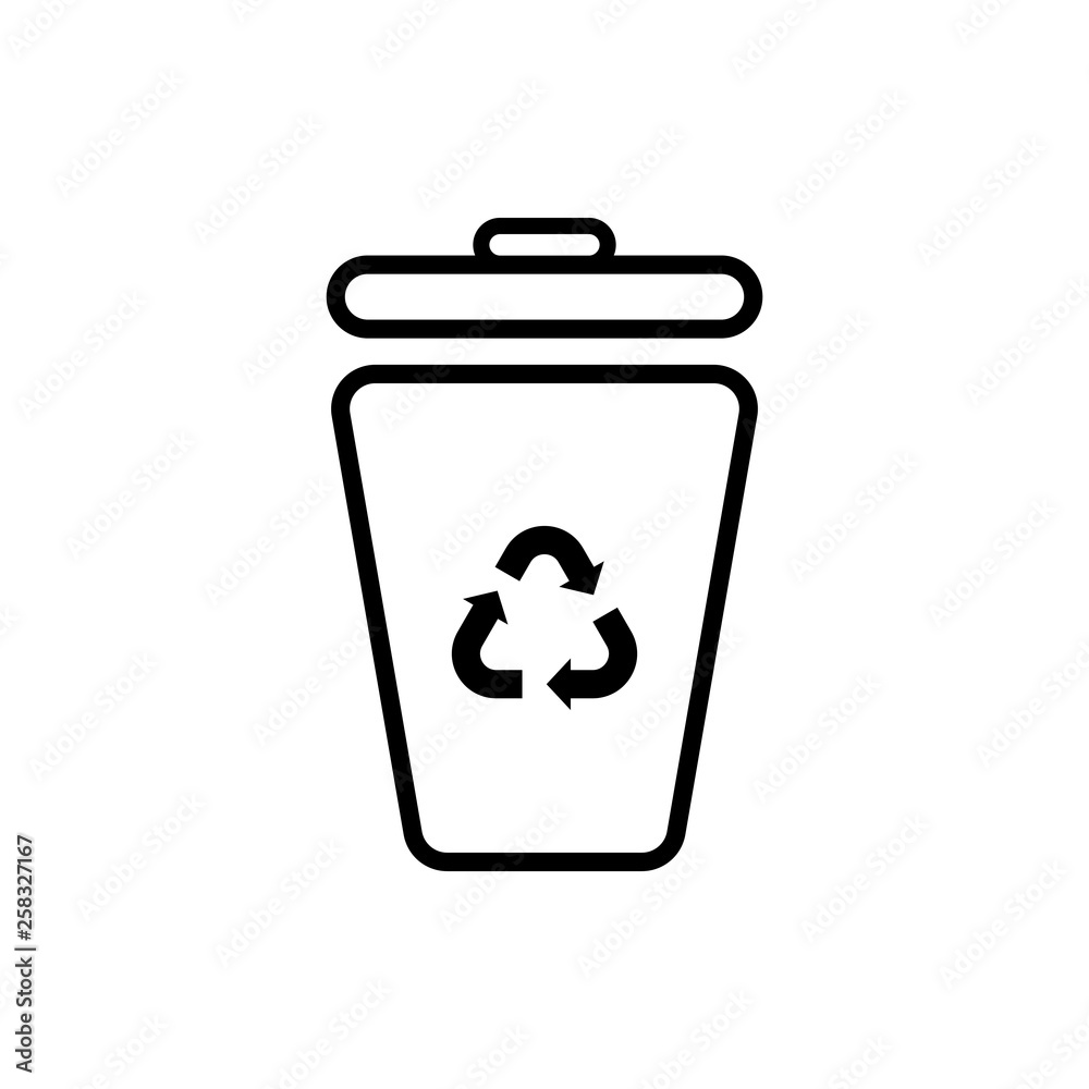 Vector image of a flat trash can icon. Isolated trash can on white background Vector image of a flat trash can icon. Isolated trash can on white background