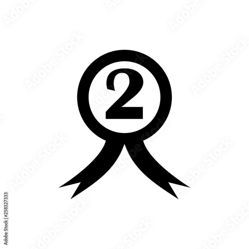 Vector image of a flat, isolated icon of the medal for the second place. Design of the flat icons of the medal for the second place.