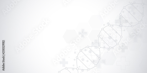 DNA strand background and genetic engineering or laboratory research. Medical technology and science concept.