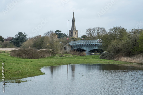 Village church and bridge in Sawley  Derbyshire  UK