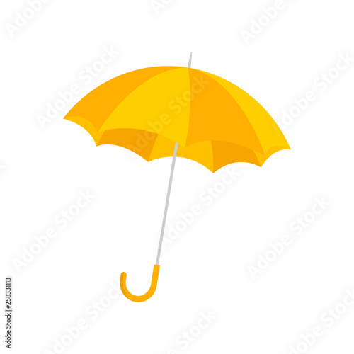 Yellow umbrella. Yellow umbrella isolated on white background. Vector illustration. EPS 10.