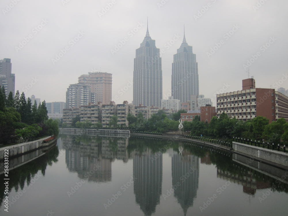 skyline with reflection