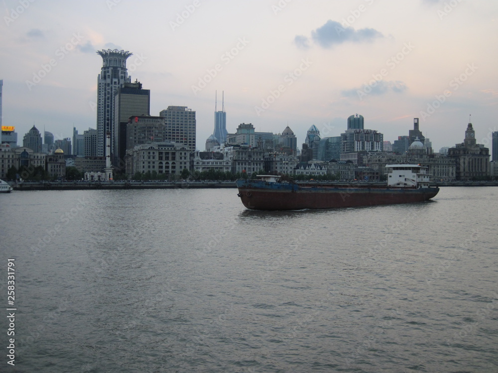 panorama of bund with boat