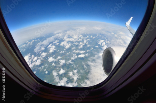 Looking over aircraft wing in flight