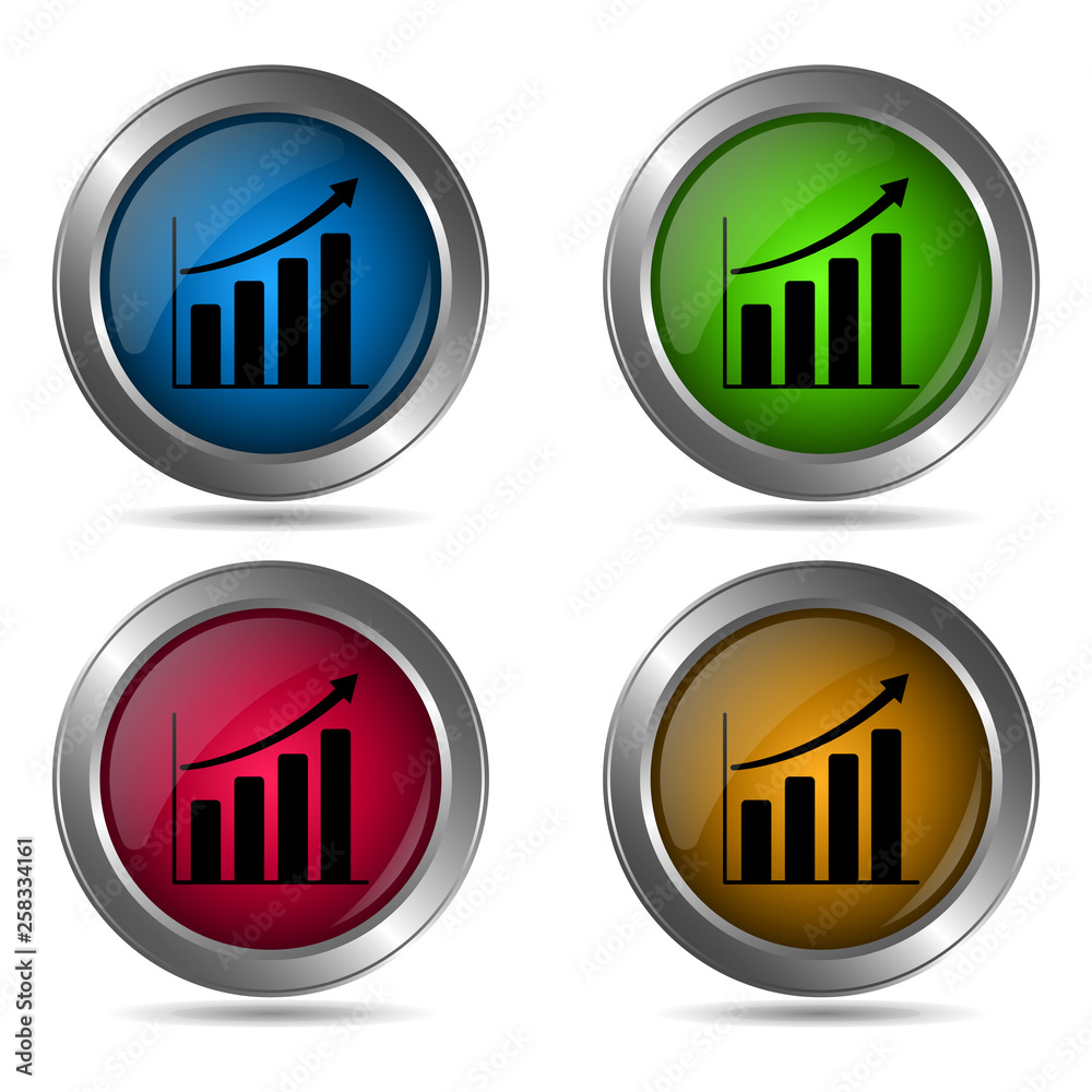 Graph icons. Set of round color icons. Graph icons. Set of round color icons.