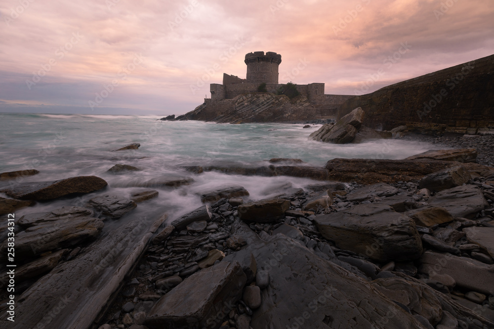 Little castle surronded by the brave Atlantic Ocean at Sokoa (Socoa) in the Donibane Lohitzune bay (Saint Jean de Luz) at the Basque Country.