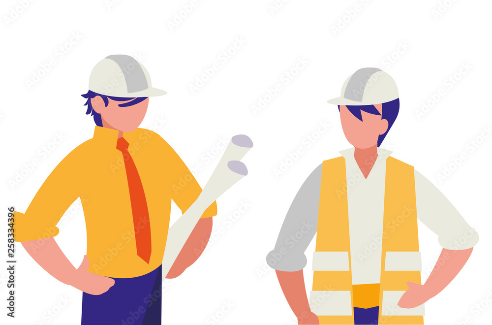 couple of men builders working