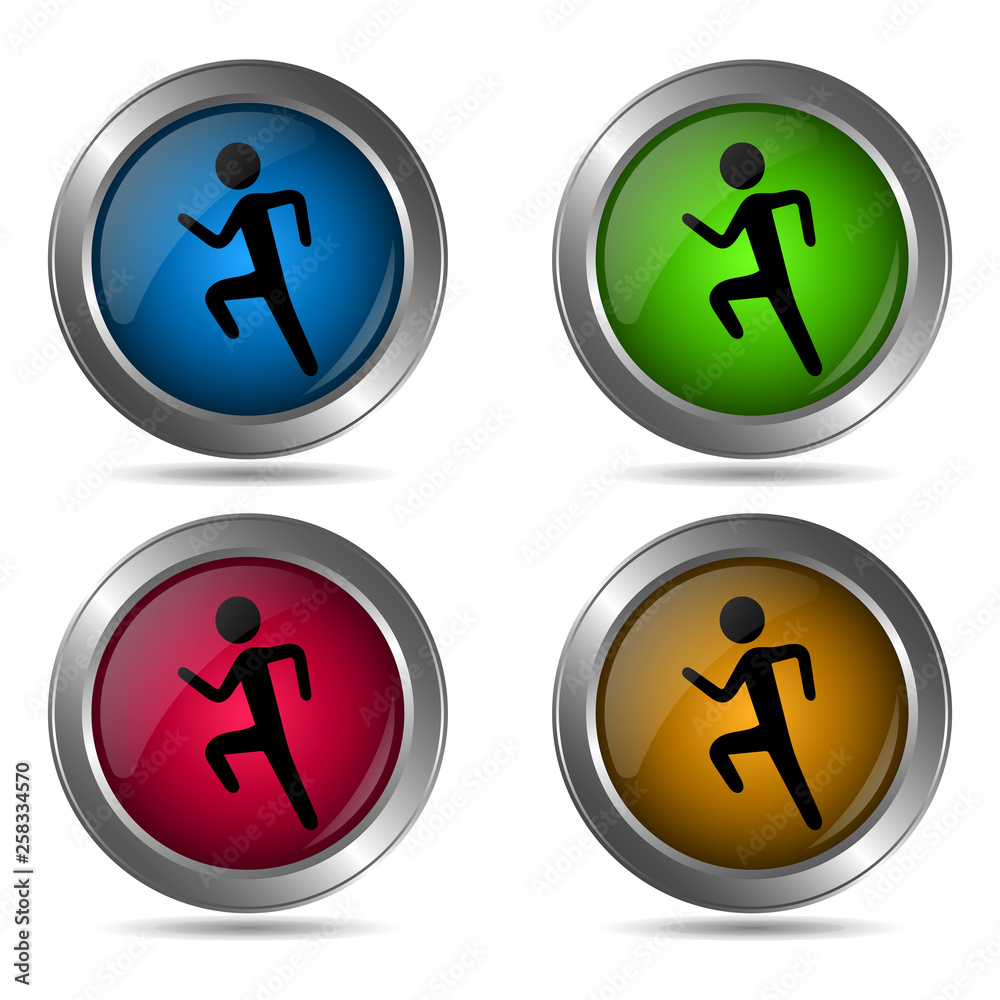 Running man icon. Set of round color icons. Running man icon. Set of round color icons.