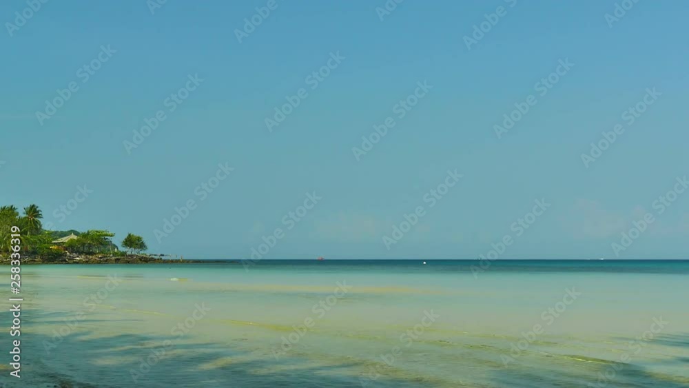 Nature with tropical sea and beach on white cloud and blue sky Nature with tropical sea and beach on white cloud and blue sky