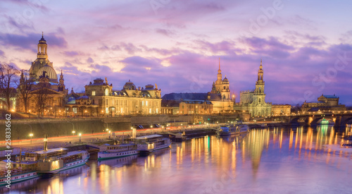 Dresden skyline at dusk, Germany 