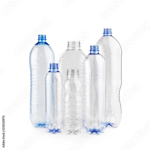 Six polyethylene empty bottles