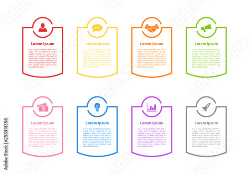 Infographic design business concept vector illustration with 8 steps or options or processes represent work flow or diagram
