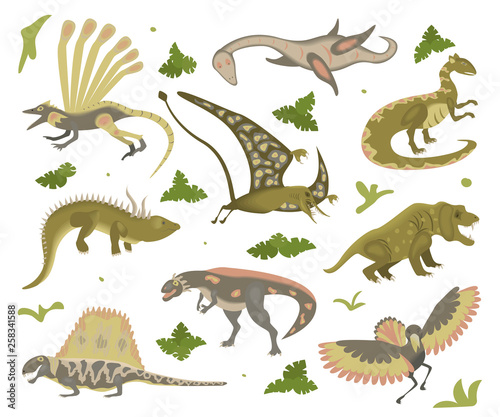 Set Of Cartoon Dinosaurs