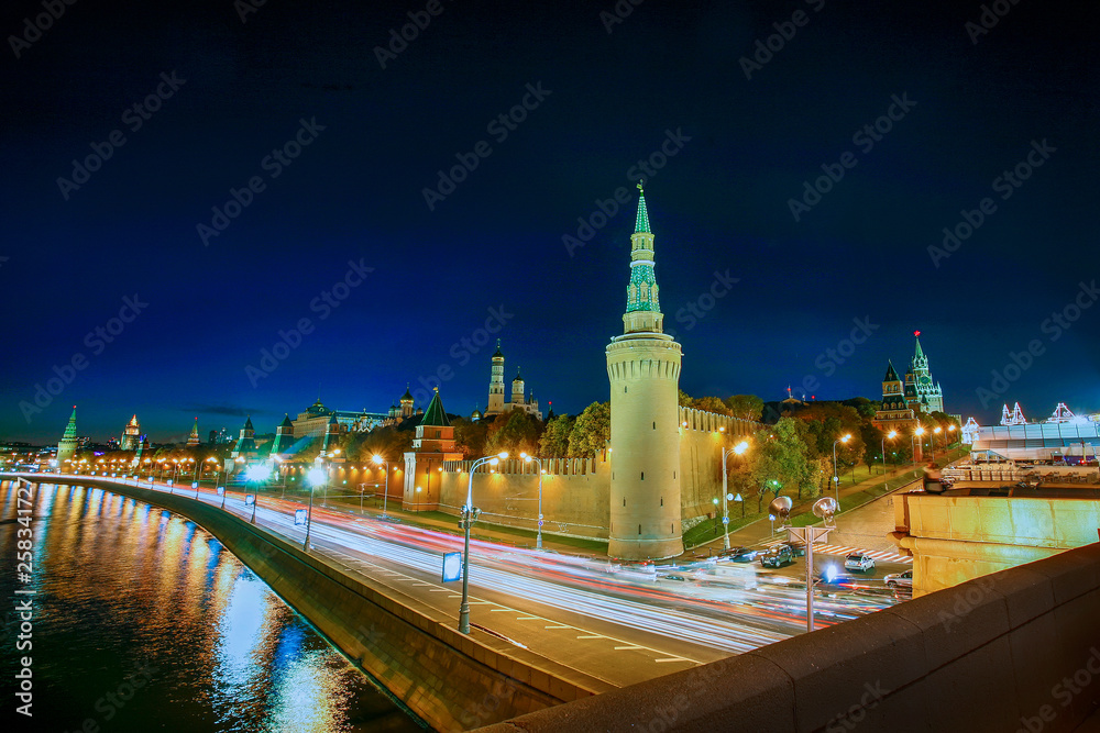 indescribable Kremlin and Moscow River ( Moskva river) at evening