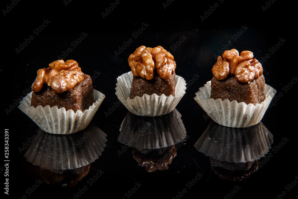 three healthy useful organic handmade candies with walnuts three healthy useful organic handmade candies with walnuts