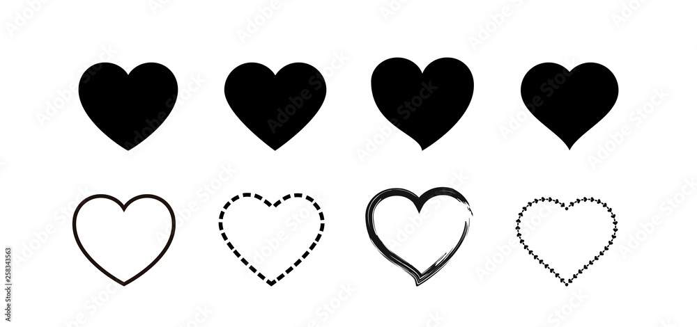 Heart shape set vector. Hearts icons collection. Heart shape set vector. Hearts icons collection.