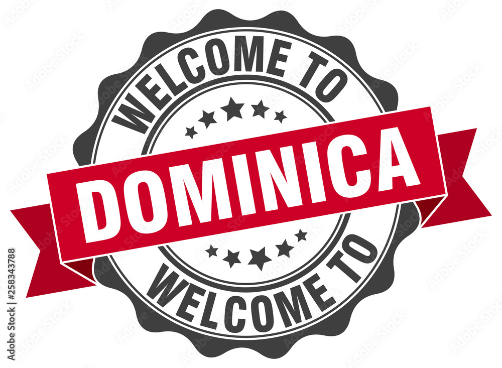 Fototapeta premium Dominica round ribbon seal