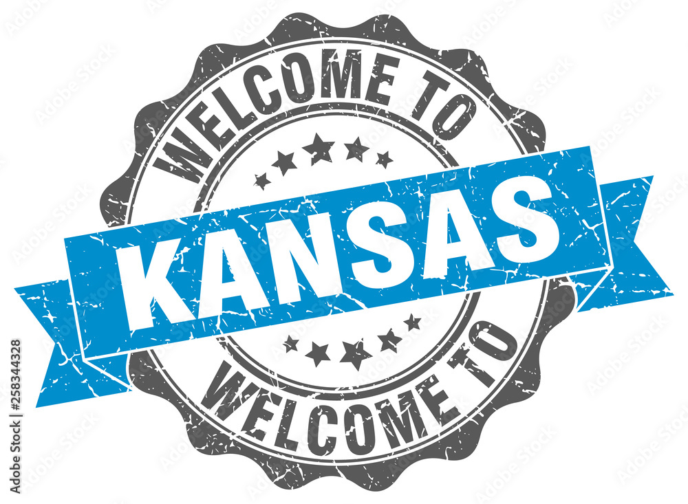 Obraz premium Kansas round ribbon seal