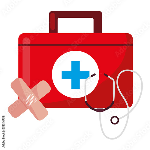 medical kit with medicine icons