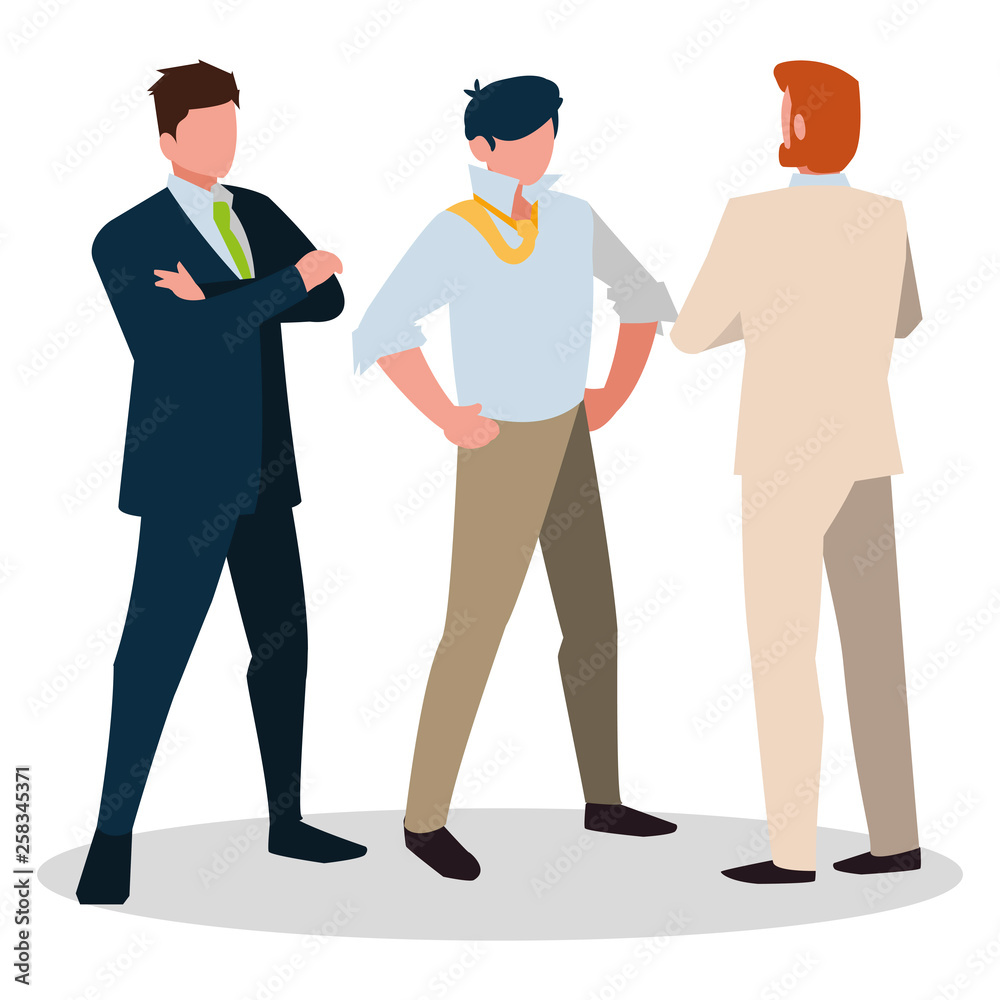 elegant businessmen with different possitions characters elegant businessmen with different possitions characters