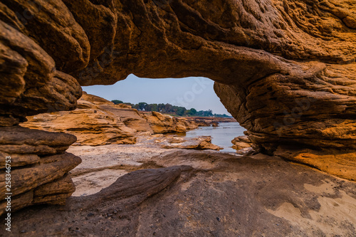 The Grand Canyon of Thailand is adjacent to the border of Laos, with the Mekong River dividing between the two countries. Named Sam Phan Bok, Ubon Ratchathani