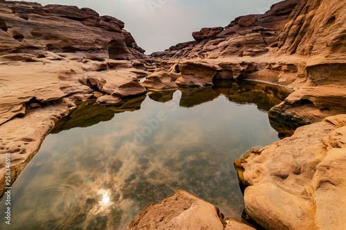 The Grand Canyon of Thailand is adjacent to the border of Laos, with the Mekong River dividing between the two countries. Named Sam Phan Bok, Ubon Ratchathani