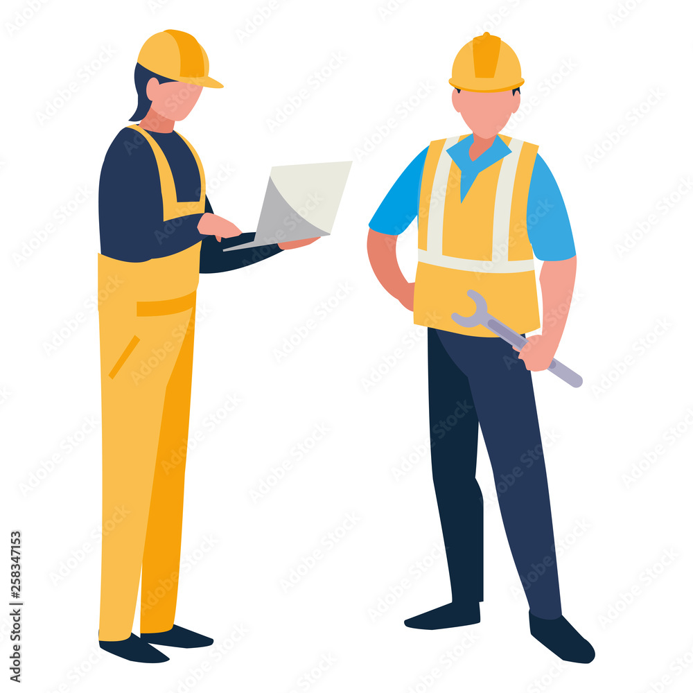 couple of men builders working couple of men builders working